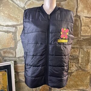 Men's Black Puffer Vest with Embroidered Patch